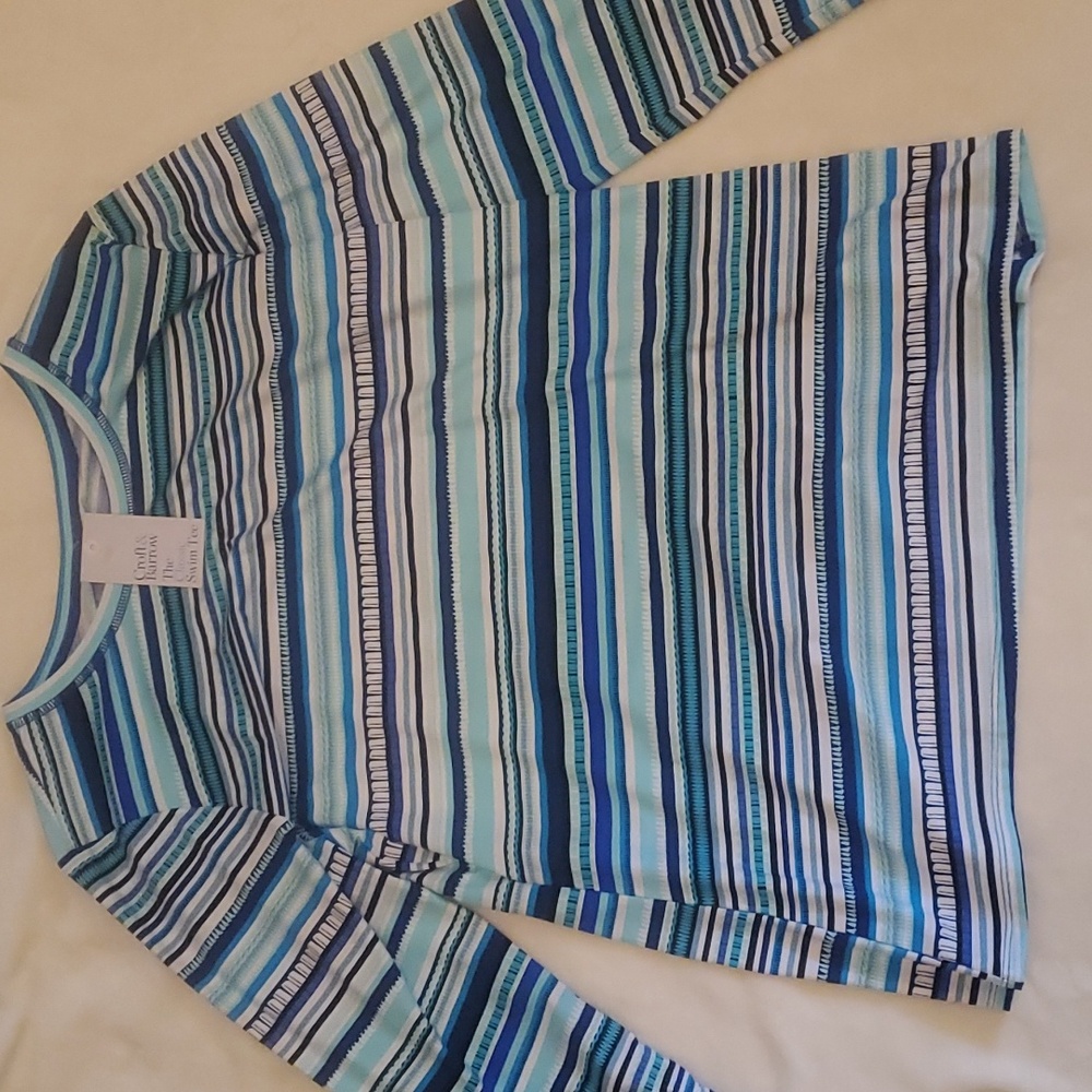 NWT Women's Croft & Barrow Swim Tee Long Sleeve UPF 40+ Shirt, Size XL-18, Blue